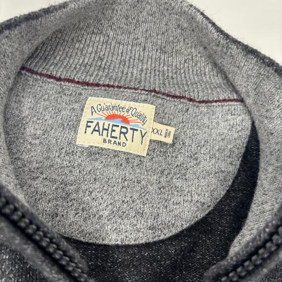 Faherty Mens 2XL Dark Gray 1/4 Zip Long Sleeve Cotton Cashmere Pullover Sweater - Picture 2 of 5
